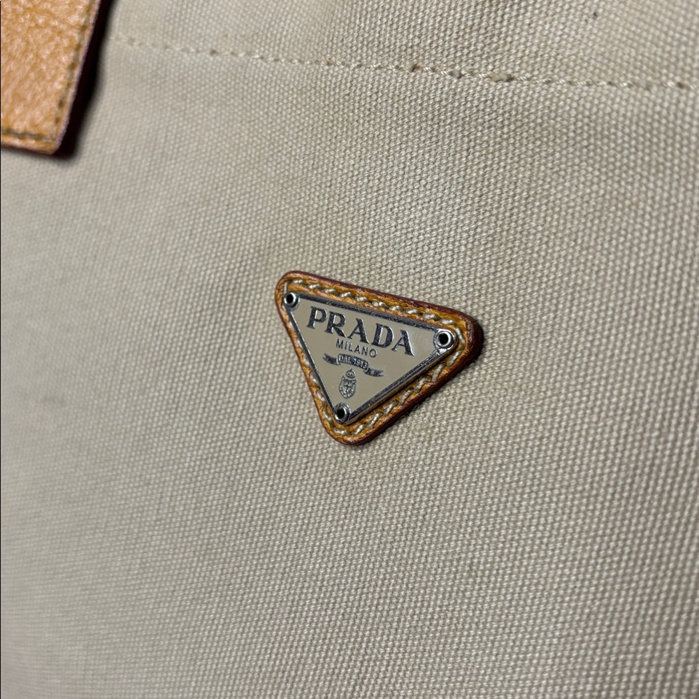 PRADA Canapa Cinghale Trimmed COLORBLOCK Tote - Picture 11 of 15